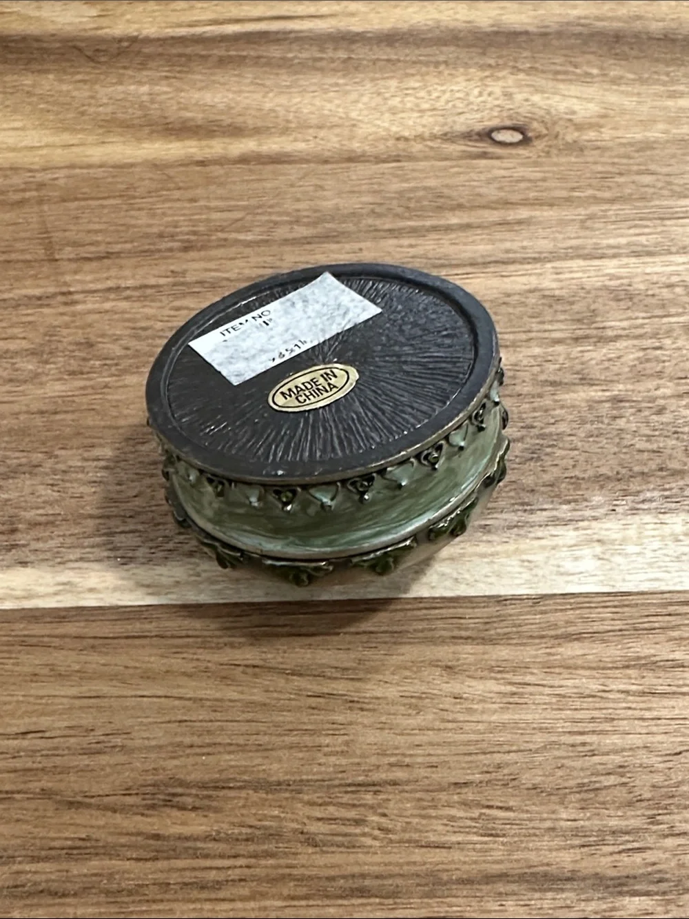 Vintage Green Hummingbird Decorative Trinket Box